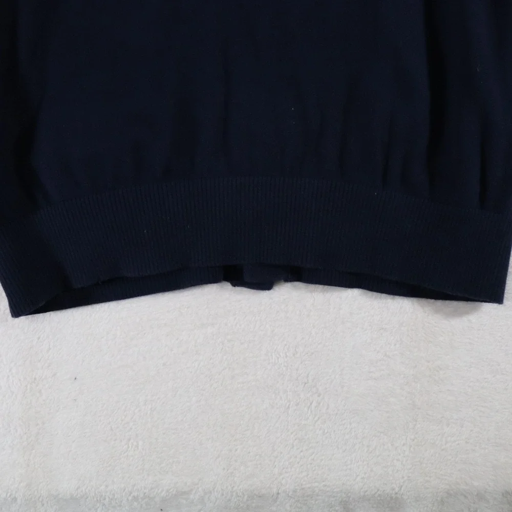 Tommy Hilfiger Men's L Navy Cardigan Sweater V‑Neck Button Front Red Trim Logo